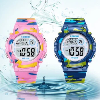 Naujas karinis laikrodis berniukui mergaitei Sportiniai vaikų laikrodžiai Žadintuvo data Šviečiantys skaitmeniniai vandeniui atsparūs laikrodžiai Studentų elektroninis laikrodis