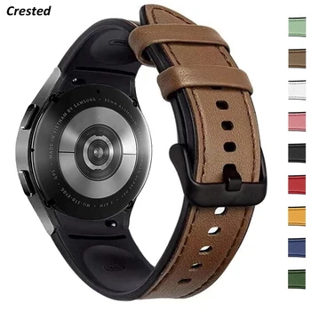 No Gaps odinis dirželis Samsung Galaxy Watch 5/6/pro/4/classic 44/40mm 46mm 42mm Silicone+Leather Bracelet correa Watch4 Band