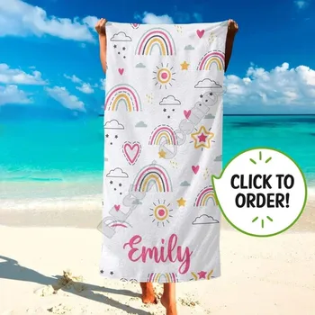 Custom Mielas kūdikio rankšluostis Rainbow Beach rankšluostis, Nuotakos paplūdimio rankšluostis, Vaikų paplūdimio rankšluostis mergaitėms