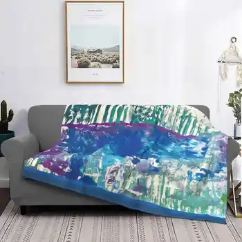 Blue Stream-By Riley Trend Style Funny Fashion Soft Throw Blanket Landscape Abstract Landscape Painting Tempera