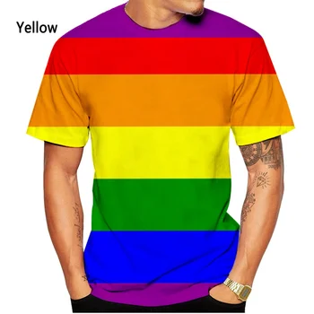 2023 Vaivorykštės vėliava Lesbietės Gėjai Vyrų ir moterų laisvalaikio 3D spausdinimo marškinėliai