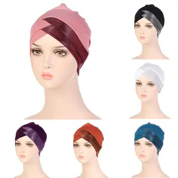 Moterys Stretch Wrap Plaukų slinkimas Beanie Hat Turban Hat Chemo Cap Hijab Cap