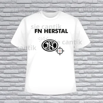 Nauji marškiniai FN Herstal šaunamųjų ginklų logotipas Vyriški balti marškinėliai JAV dydis nuo S iki 5XL