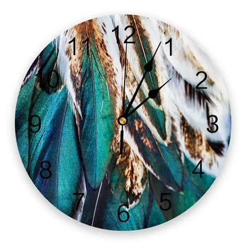 Gyvūnų povo plunksnos 3D sieninis laikrodis Modernaus dizaino svetainės apdaila Virtuvės laikrodis Menas Sieninis laikrodis Namų dekoras