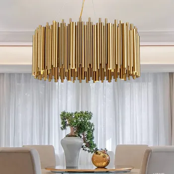 Post modernaus dizaino nerūdijančio plieno šviestuvas aukso spalvos aliuminio lydinio vamzdžio pakaba Šviestuvas Fashion LED G9 projekto lempa