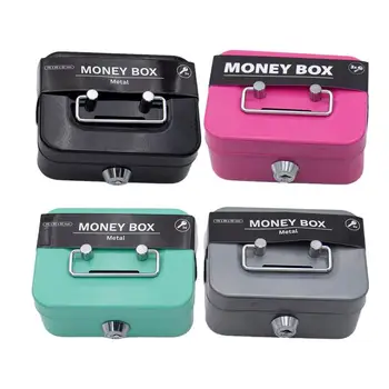 Mini grynųjų pinigų pinigų dėžutė Metalinė apsauginė užrakto dėžutė Užrakinamas pinigų bankas Nešiojamas mažas monetų seifas Tvirtos grynųjų pinigų dėžutės su raktu