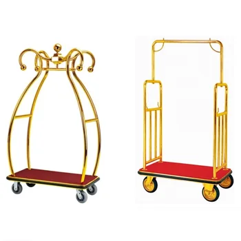 5 žvaigždučių prabangaus dizaino nerūdijantis plienas Geros kokybės viešbučio bagažo vežimėlis