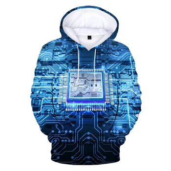 Naujas elektroninis lustas 3D atspausdinti vyriški džemperiai su gobtuvais Unisex džemperiai su gobtuvu Juokingi sportiniai kostiumai Vyrai Moterys Hip Hop Fashion Casual Hoodie