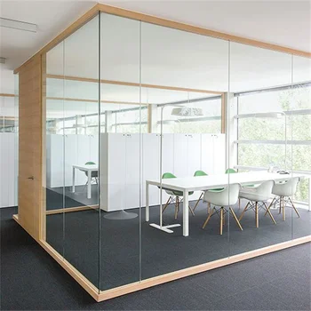 Modernaus dizaino grūdintos glazūruotos grindys iki lubų aliuminio stiklo pertvaros siena