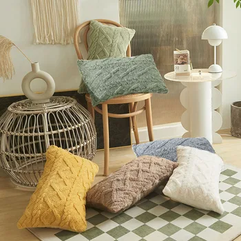 Ilgas nuleidžiamas pagalvės užvalkalas 3D Diamond pagalvės užvalkalas Vientisas svetainės dekoravimo pagalvėlės užvalkalas Kailio sofos pagalvės dėklas Namų dekoras 30x50cm