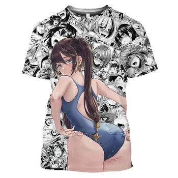 Anime Kawaii Girls Marškinėliai Mada 3D Spausdinti Seksualūs Hentai gatvės drabužiai Vyrai Tops Moteriški oversized marškinėliai Harajuku Kids Trišakiai Drabužiai