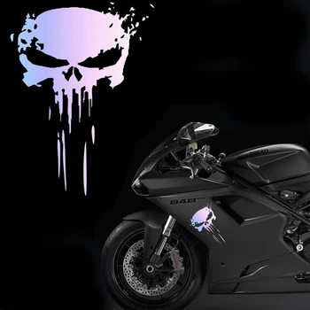 1vnt Car Skull Motorcycle Sticke Šviesą atspindintys automobilio lipdukai Moto Auto Decal Funny JDM Vinyl On Car Styling Automobilio stiliaus dekoravimas
