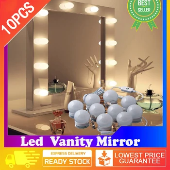 10PCS LED makiažas veidrodinės lemputės USB Holivudo tuštybės makiažo veidrodžio žibintai Vonios kambario persirengimo stalas Apšvietimas pritemdomas