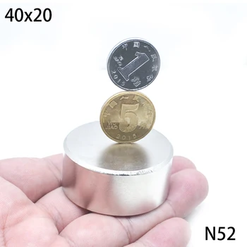 1pc N52 Neodimio magnetas 40x20mm itin stiprus apvalus Retųjų žemių galingas NdFeB galio metalo garsiakalbis magnetinis 40*20mm diskas N35